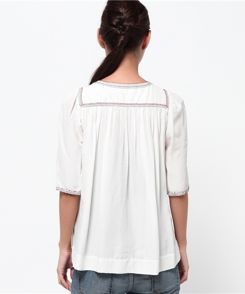 isabel marant刺繍入りホワイト半袖ブラウス Isabel Marant（コットン