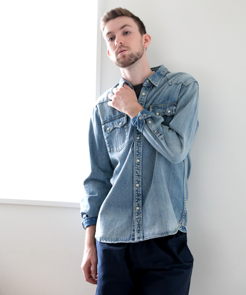 Denime（ドゥニーム）の「デニムウェスタンシャツ（シャツ/ブラウス・メンズ・ライトインディゴブルー/ダークインディゴブルー・SMALL/MEDIUM/X-LARGE/LARGE）」の20枚目の写真