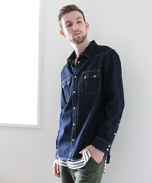 Denime（ドゥニーム）の「デニムウェスタンシャツ（シャツ/ブラウス・メンズ・ライトインディゴブルー/ダークインディゴブルー・SMALL/MEDIUM/X-LARGE/LARGE）」の16枚目の写真