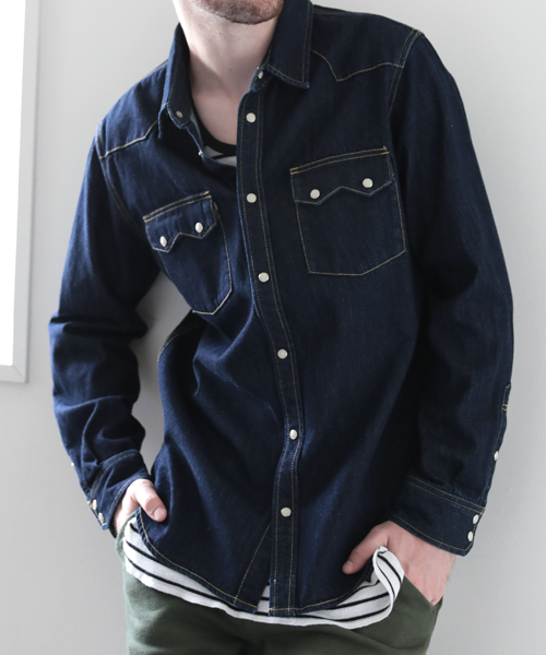 Denime（ドゥニーム）の「デニムウェスタンシャツ（シャツ/ブラウス・メンズ・ライトインディゴブルー/ダークインディゴブルー・SMALL/MEDIUM/X-LARGE/LARGE）」の15枚目の写真