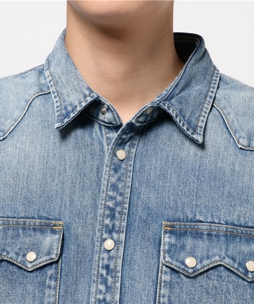 Denime（ドゥニーム）の「デニムウェスタンシャツ（シャツ/ブラウス・メンズ・ライトインディゴブルー/ダークインディゴブルー・SMALL/MEDIUM/X-LARGE/LARGE）」の5枚目の写真