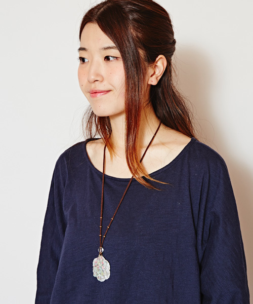 チャイハネ（チャイハネ）の「【チャイハネ】ダブルフラワーネックレス（ネックレス・レディース・ブラウン/ホワイト/ライトブルー・FREE）」の9枚目の写真