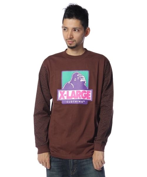 XLARGE（エクストララージ）の「L/S TEE CRACKED SLEEVE（Tシャツ/カットソー・メンズ・ホワイト/アッシュグレー/ブラウン/グリーン/レッド・SMALL/MEDIUM/LARGE/X-LARGE）」の4枚目の写真