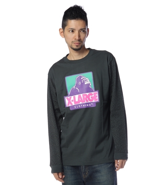 XLARGE（エクストララージ）の「L/S TEE CRACKED SLEEVE（Tシャツ/カットソー・メンズ・ホワイト/アッシュグレー/ブラウン/グリーン/レッド・SMALL/MEDIUM/LARGE/X-LARGE）」の5枚目の写真