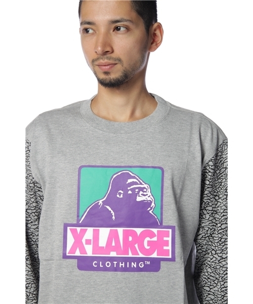 XLARGE（エクストララージ）の「L/S TEE CRACKED SLEEVE（Tシャツ/カットソー・メンズ・ホワイト/アッシュグレー/ブラウン/グリーン/レッド・SMALL/MEDIUM/LARGE/X-LARGE）」の8枚目の写真
