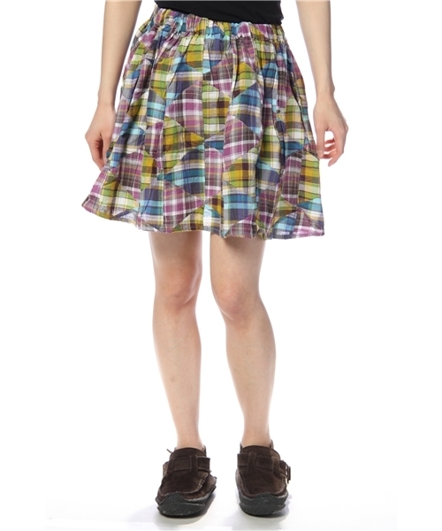 BEAMS BOY(ビームスボーイ)の「BEAMS BOY / 3角パッチワーク ショート(スカート・レディース・ピンク/ネイビー/パープル・ONE SIZE)」の1枚目の写真