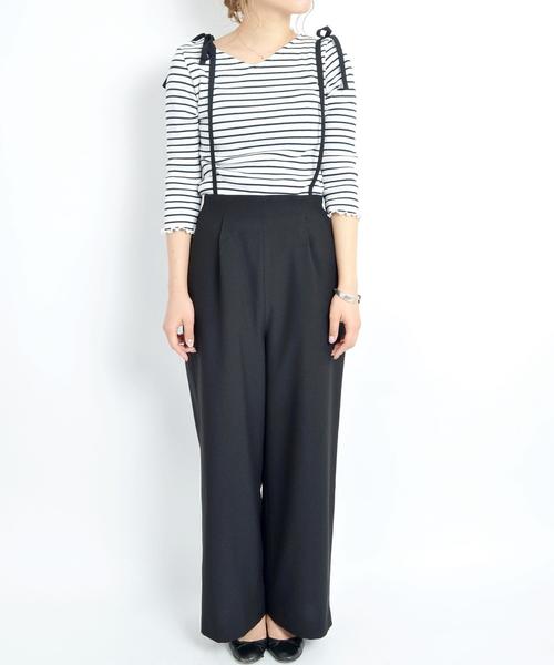 Khaju（カージュ）の「Khaju:リボンサスペンダー2WAYパンツ③◇（その他パンツ・レディース・ブラック/オレンジ系その他/ベージュ・ONE SIZE）」の4枚目の写真