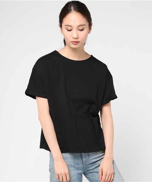 Denime(ドゥニーム)の「2WAYベーシックカットソー(Tシャツ/カットソー・レディース・ダークオレンジ/カーキ/ブラック/レッド/ホワイト/ライトパープル・FREE)」の14枚目の写真