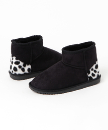 KOBE LETTUCE | 選べる無地orかかとアニマル柄☆美脚Richミニ丈ムートンブーツ＊シューズ/レディース/レオパード柄/神戸レタス[H532](ブーツ)