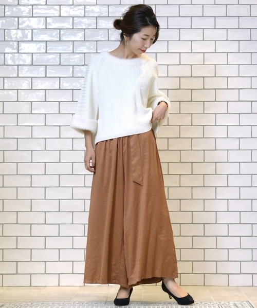 le.coeur blanc（ルクールブラン）の「クチュールスエードワイドパンツ（その他パンツ・レディース・レンガ/キャメル/ネイビー・MEDIUM）」の9枚目の写真