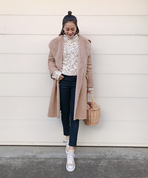 Vicente（ヴィセンテ）の「フェイクファーガウンコート（ムートン  