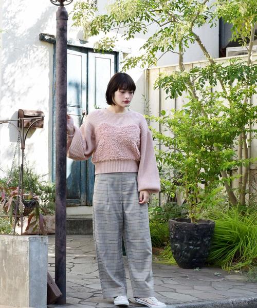 w closet（ダブルクローゼット）の「ハイウエストチェック柄タックパンツ（その他パンツ・レディース・ブラウン/グレー・FREE）」の6枚目の写真