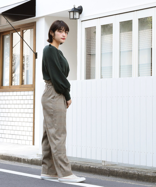 w closet（ダブルクローゼット）の「ハイウエストチェック柄タックパンツ（その他パンツ・レディース・ブラウン/グレー・FREE）」の7枚目の写真