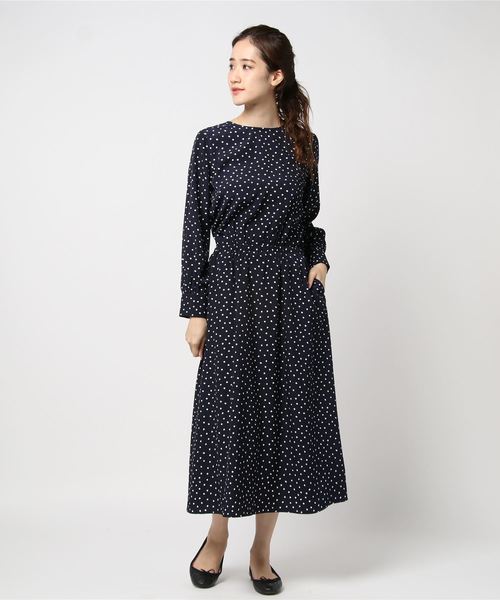 ottilie（オティーリエ）の「Aラインフレアードット柄ワンピース（ワンピース・レディース・ブラック/グリーン/ベージュ/ネイビー・FREE）」の20枚目の写真