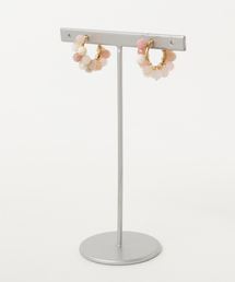 【marinaJEWELRY】Pink Opal W wrapped earring
