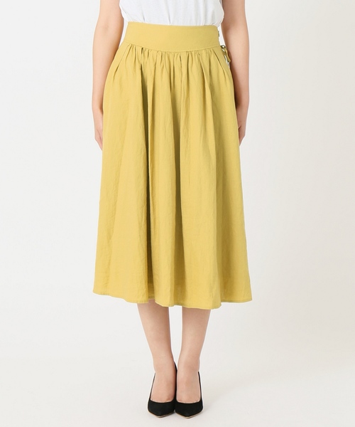 SLOBE IENA（スローブイエナ）の「カラーリネンタックギャザースカート◆（スカート・レディース・ネイビー/イエロー/グリーン/ラベンダー・40/38/36/S36/T38）」の16枚目の写真