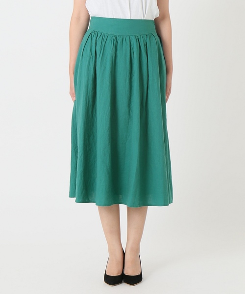 SLOBE IENA（スローブイエナ）の「カラーリネンタックギャザースカート◆（スカート・レディース・ネイビー/イエロー/グリーン/ラベンダー・40/38/36/S36/T38）」の11枚目の写真