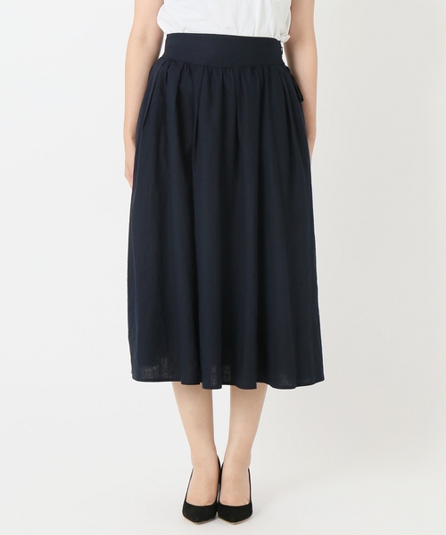 SLOBE IENA（スローブイエナ）の「カラーリネンタックギャザースカート◆（スカート・レディース・ネイビー/イエロー/グリーン/ラベンダー・40/38/36/S36/T38）」の10枚目の写真