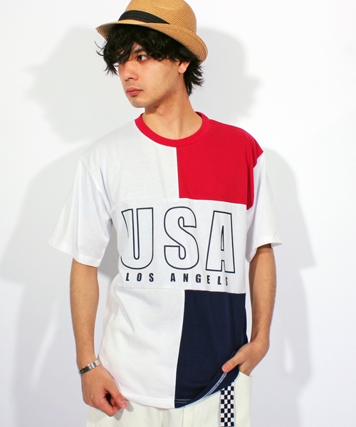 ８(eight)（エイト）の「USA ロゴ ビッグTシャツ（Tシャツ/カットソー・メンズ・レッド/ブルー/グリーン・MEDIUM/LARGE）」の3枚目の写真