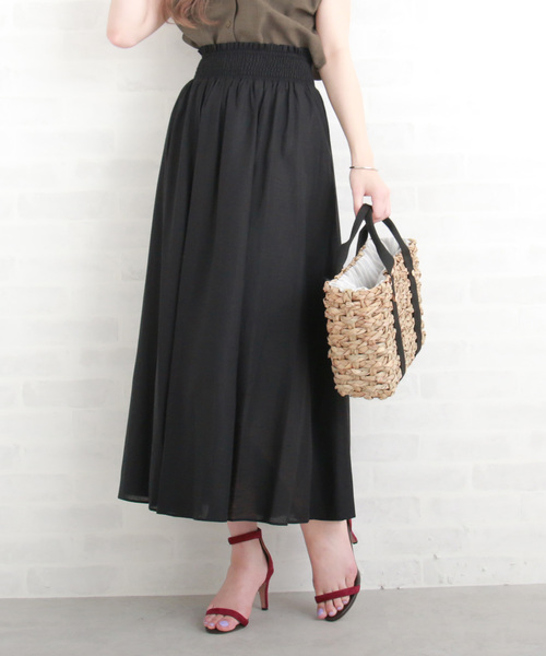N.(N. Natural Beauty Basic)(エヌエヌナチュラルビューティーベーシック)の「麻マキシスカート(スカート・レディース・ブラウン/イエロー/ブラック・MEDIUM)」の2枚目の写真