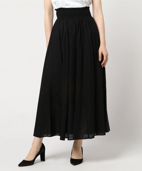 N.(N. Natural Beauty Basic)(エヌエヌナチュラルビューティーベーシック)の「麻マキシスカート(スカート・レディース・ブラウン/イエロー/ブラック・MEDIUM)」の6枚目の写真