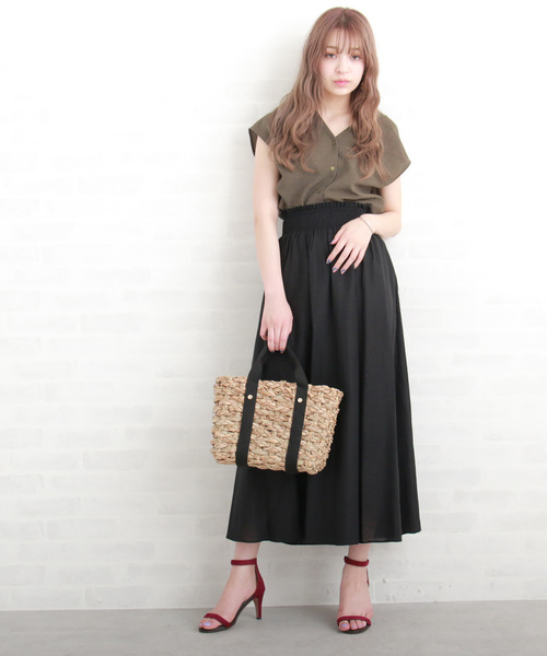 N.(N. Natural Beauty Basic)(エヌエヌナチュラルビューティーベーシック)の「麻マキシスカート(スカート・レディース・ブラウン/イエロー/ブラック・MEDIUM)」の7枚目の写真