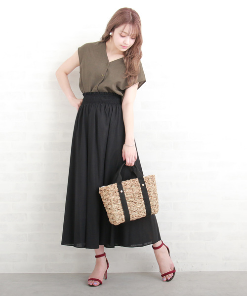 N.(N. Natural Beauty Basic)(エヌエヌナチュラルビューティーベーシック)の「麻マキシスカート(スカート・レディース・ブラウン/イエロー/ブラック・MEDIUM)」の8枚目の写真
