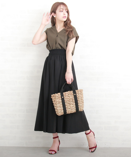 N.(N. Natural Beauty Basic)(エヌエヌナチュラルビューティーベーシック)の「麻マキシスカート(スカート・レディース・ブラウン/イエロー/ブラック・MEDIUM)」の9枚目の写真