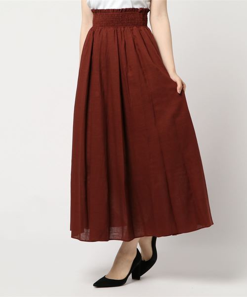 N.(N. Natural Beauty Basic)(エヌエヌナチュラルビューティーベーシック)の「麻マキシスカート(スカート・レディース・ブラウン/イエロー/ブラック・MEDIUM)」の10枚目の写真