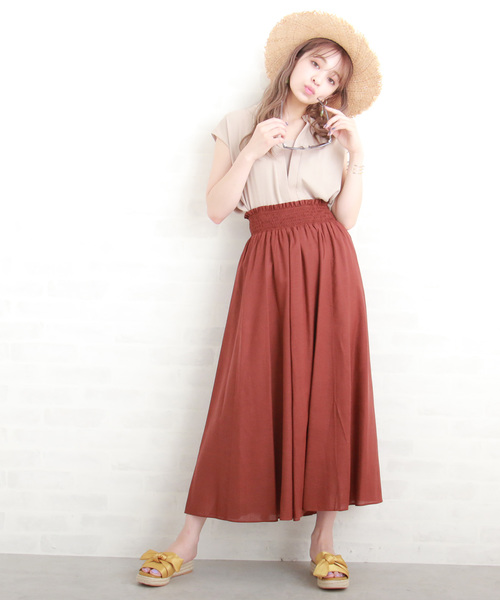 N.(N. Natural Beauty Basic)(エヌエヌナチュラルビューティーベーシック)の「麻マキシスカート(スカート・レディース・ブラウン/イエロー/ブラック・MEDIUM)」の11枚目の写真