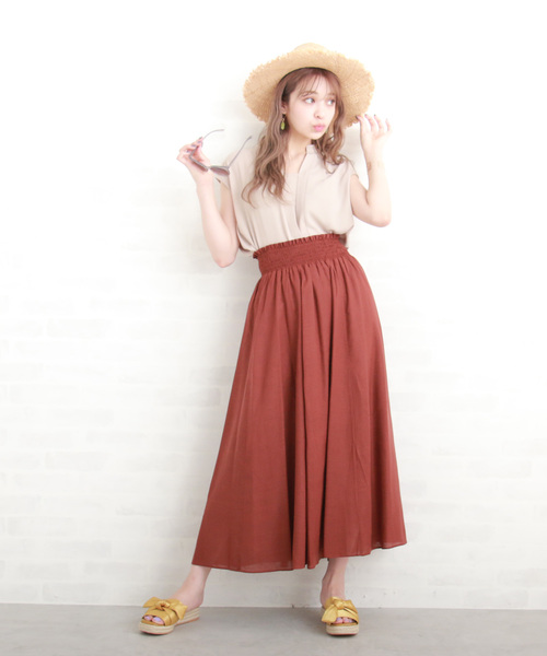 N.(N. Natural Beauty Basic)(エヌエヌナチュラルビューティーベーシック)の「麻マキシスカート(スカート・レディース・ブラウン/イエロー/ブラック・MEDIUM)」の12枚目の写真