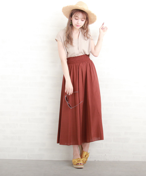 N.(N. Natural Beauty Basic)(エヌエヌナチュラルビューティーベーシック)の「麻マキシスカート(スカート・レディース・ブラウン/イエロー/ブラック・MEDIUM)」の13枚目の写真