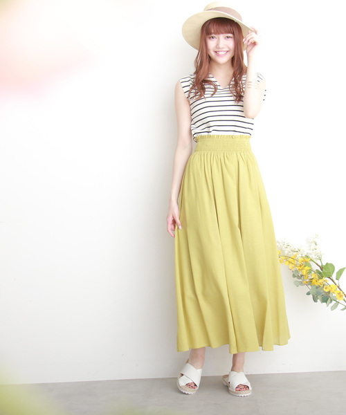 N.(N. Natural Beauty Basic)(エヌエヌナチュラルビューティーベーシック)の「麻マキシスカート(スカート・レディース・ブラウン/イエロー/ブラック・MEDIUM)」の15枚目の写真
