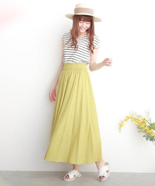 N.(N. Natural Beauty Basic)(エヌエヌナチュラルビューティーベーシック)の「麻マキシスカート(スカート・レディース・ブラウン/イエロー/ブラック・MEDIUM)」の16枚目の写真