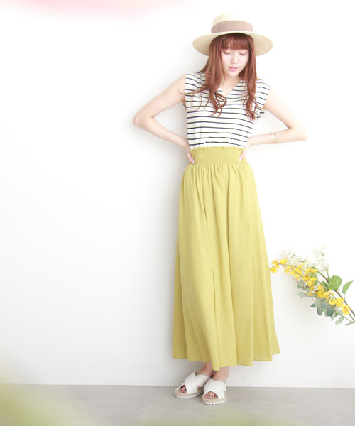 N.(N. Natural Beauty Basic)(エヌエヌナチュラルビューティーベーシック)の「麻マキシスカート(スカート・レディース・ブラウン/イエロー/ブラック・MEDIUM)」の17枚目の写真