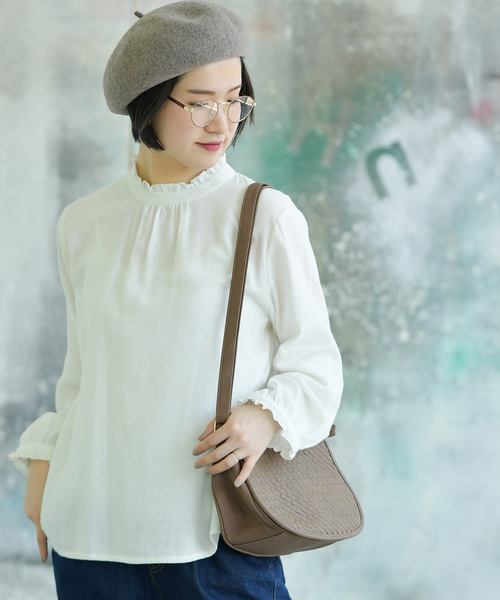 rps（アールピーエス）の「スタンドフリルネルブラウス（シャツ/ブラウス・レディース・ブラック/ネイビー/オフホワイト・M）」の2枚目の写真