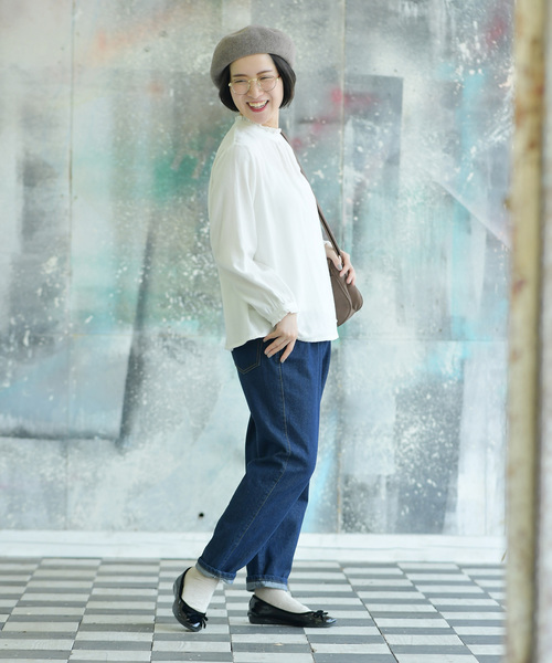 rps（アールピーエス）の「スタンドフリルネルブラウス（シャツ/ブラウス・レディース・ブラック/ネイビー/オフホワイト・M）」の4枚目の写真