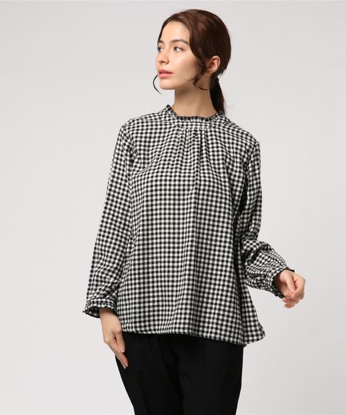 rps（アールピーエス）の「スタンドフリルネルブラウス（シャツ/ブラウス・レディース・ブラック/ネイビー/オフホワイト・M）」の12枚目の写真