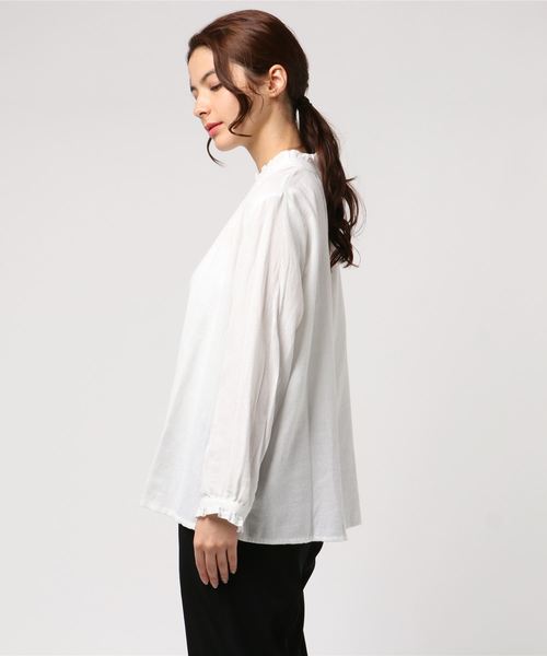 rps（アールピーエス）の「スタンドフリルネルブラウス（シャツ/ブラウス・レディース・ブラック/ネイビー/オフホワイト・M）」の9枚目の写真