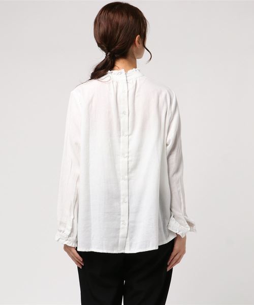 rps（アールピーエス）の「スタンドフリルネルブラウス（シャツ/ブラウス・レディース・ブラック/ネイビー/オフホワイト・M）」の10枚目の写真