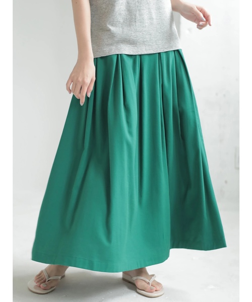 CRAFT STANDARD BOUTIQUE（クラフトスタンダードブティック）の「タックロングスカート○（スカート・レディース・グリーン/ネイビー/チャコールグレー/ブルー・M/L）」の2枚目の写真
