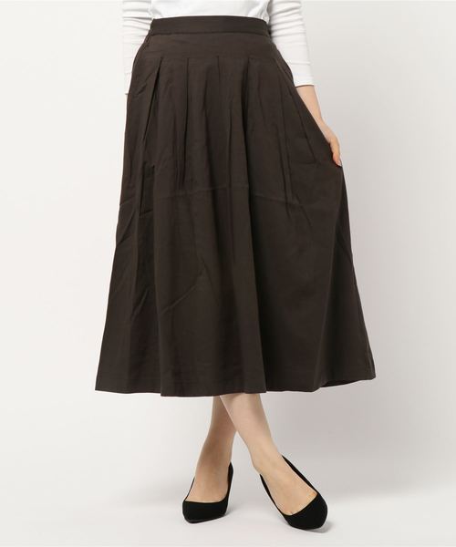 CRAFT STANDARD BOUTIQUE（クラフトスタンダードブティック）の「タックロングスカート○（スカート・レディース・グリーン/ネイビー/チャコールグレー/ブルー・M/L）」の5枚目の写真