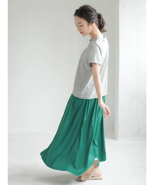CRAFT STANDARD BOUTIQUE（クラフトスタンダードブティック）の「タックロングスカート○（スカート・レディース・グリーン/ネイビー/チャコールグレー/ブルー・M/L）」の16枚目の写真