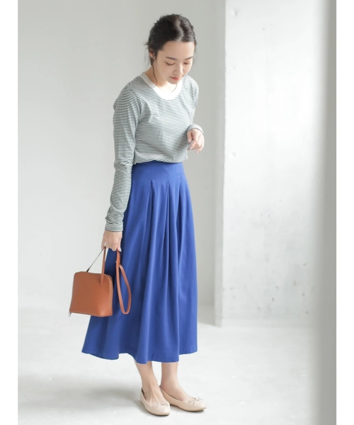 CRAFT STANDARD BOUTIQUE（クラフトスタンダードブティック）の「タックロングスカート○（スカート・レディース・グリーン/ネイビー/チャコールグレー/ブルー・M/L）」の18枚目の写真