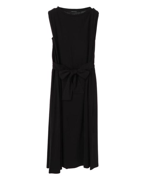 YECCA VECCA（イェッカヴェッカ）の「・ウエストリボンロング丈カットソーワンピース ●（ワンピース・レディース・ブラウン/サックスブルー/ブラック・FREE）」の6枚目の写真