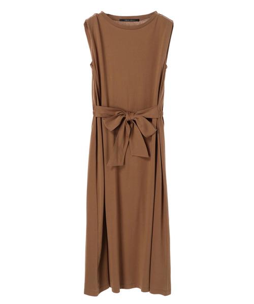 YECCA VECCA（イェッカヴェッカ）の「・ウエストリボンロング丈カットソーワンピース ●（ワンピース・レディース・ブラウン/サックスブルー/ブラック・FREE）」の8枚目の写真