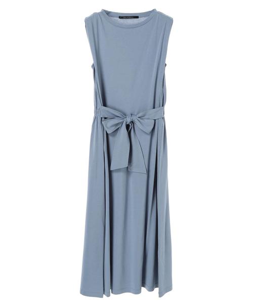 YECCA VECCA（イェッカヴェッカ）の「・ウエストリボンロング丈カットソーワンピース ●（ワンピース・レディース・ブラウン/サックスブルー/ブラック・FREE）」の13枚目の写真