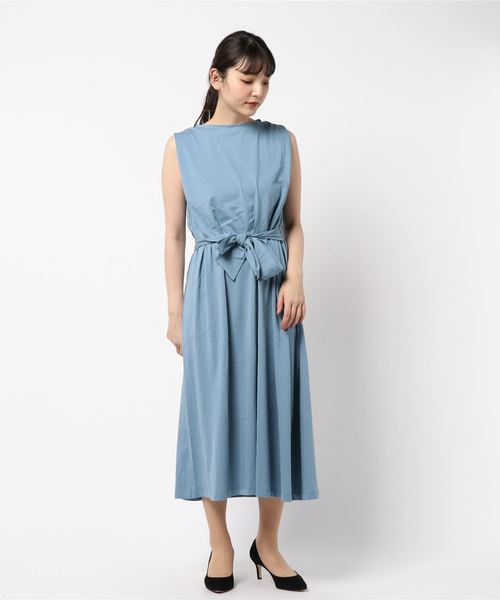 YECCA VECCA（イェッカヴェッカ）の「・ウエストリボンロング丈カットソーワンピース ●（ワンピース・レディース・ブラウン/サックスブルー/ブラック・FREE）」の15枚目の写真