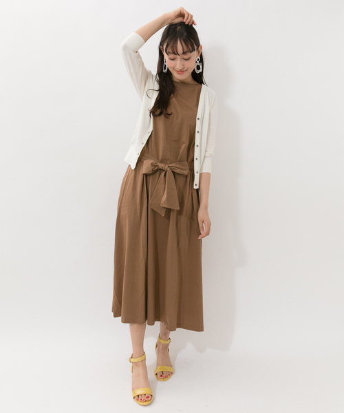 YECCA VECCA（イェッカヴェッカ）の「・ウエストリボンロング丈カットソーワンピース ●（ワンピース・レディース・ブラウン/サックスブルー/ブラック・FREE）」の19枚目の写真