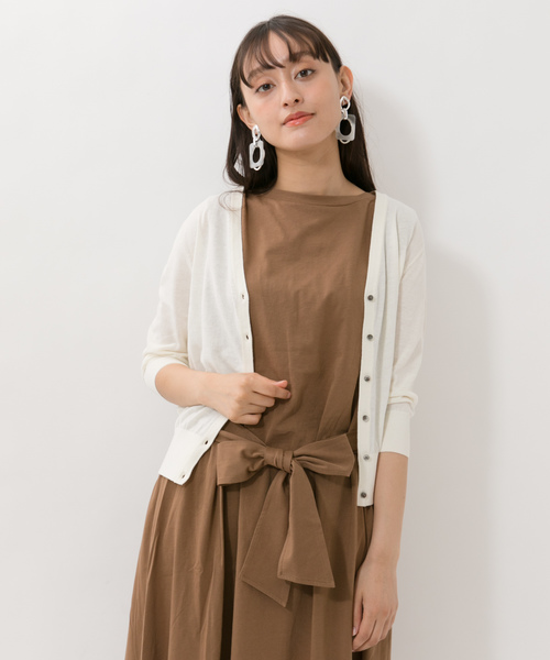 YECCA VECCA（イェッカヴェッカ）の「・ウエストリボンロング丈カットソーワンピース ●（ワンピース・レディース・ブラウン/サックスブルー/ブラック・FREE）」の20枚目の写真